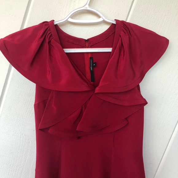 Jay Godfrey Red Ruffle Silk Dress - Picture 5 of 7